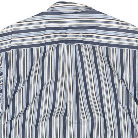 Men’s NAUTICA Striped Short Sleeve Cotton Button Dress Shirt Blue | Size Large - Picture 4 of 7